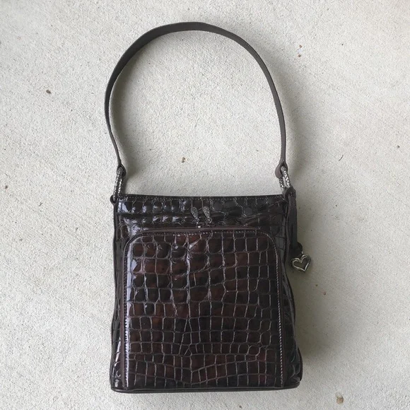 BRIGHTON Reptile Embossed Patent Leather Shoulder Bag - #D723012 - Picture 3 of 15